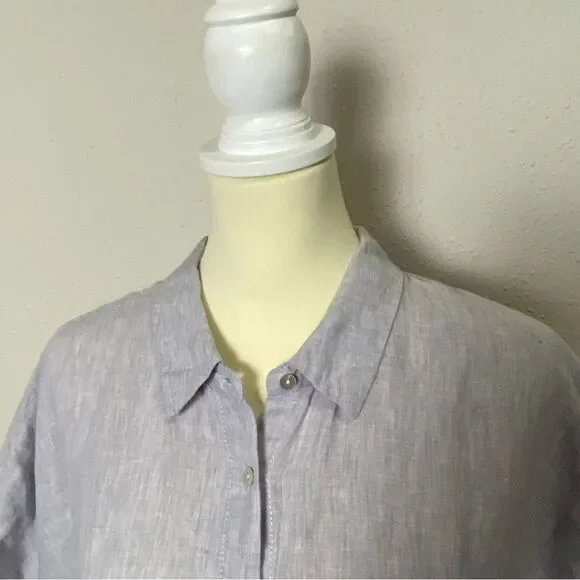 Tahari 100% Linen Short Sleeve Coastal Beachy Shirt Dress Women's Size 1X - Picture 5 of 14